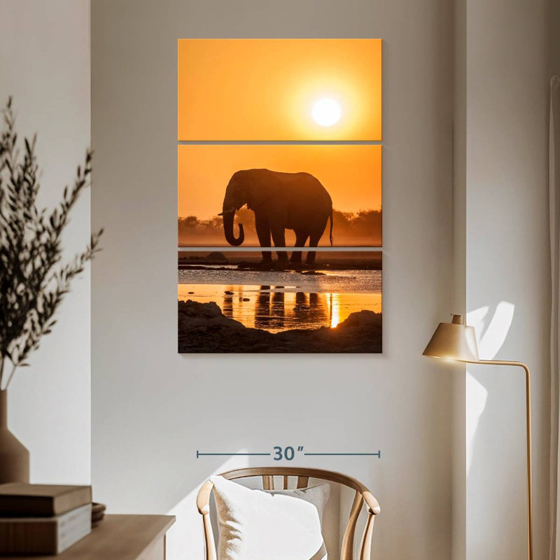 Brampt African Elephant At Sunset, 65" H x 42" W