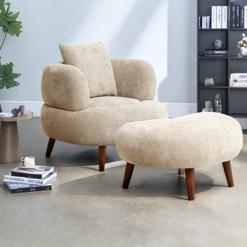 Méridienne d'appoint confortable en chenille 36 po avec repose-pieds Comfy
