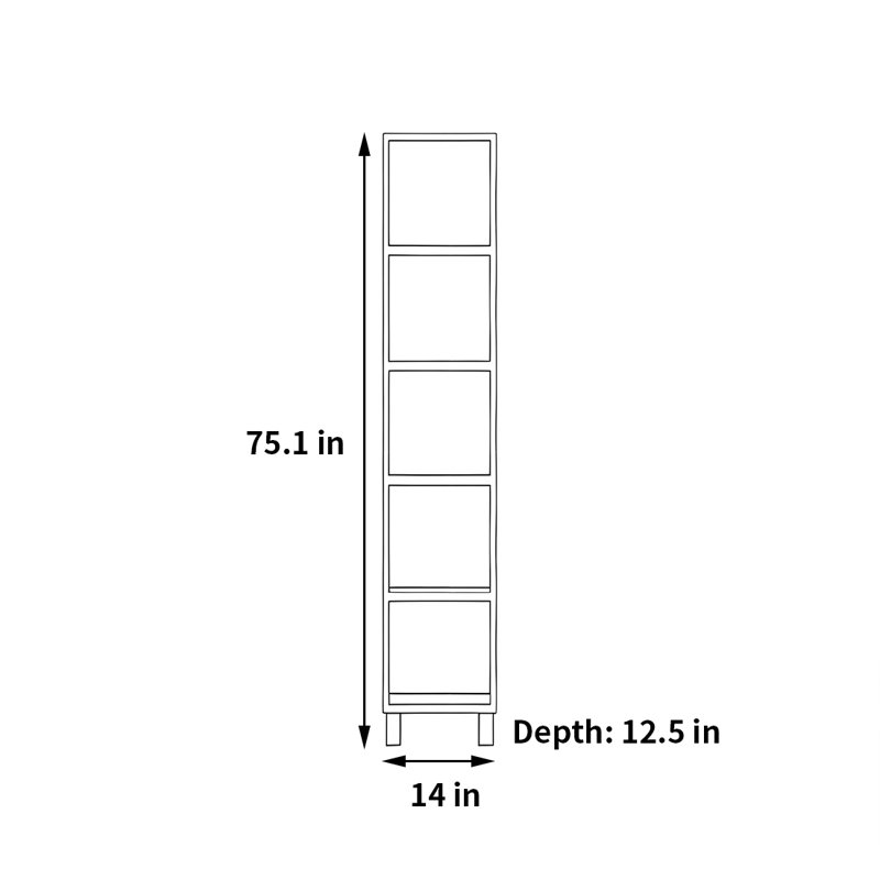 Schneider, (5 tablettes) H 75,1 po x l 14 po x P 12,5 po, Marron foncé