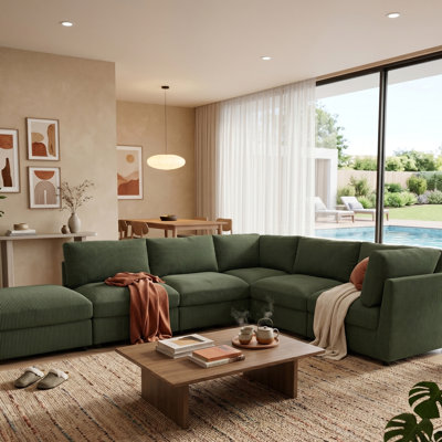 Canapé modulaire réversible en velours côtelé