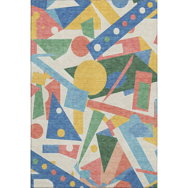 Premium Machine Washable Mehara AMF1693 Geometric Rug, Rectangle 3' x 5'