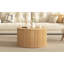 Table basse ronde à plateau relevable, table d'appoint moderne en bois cannelé avec rangement caché pour le salon
