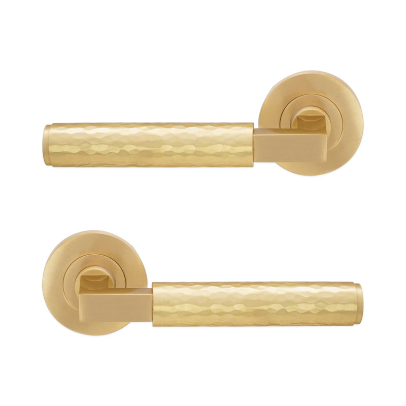 Hammered Knurlmond Lever on Rose, Satin Brass