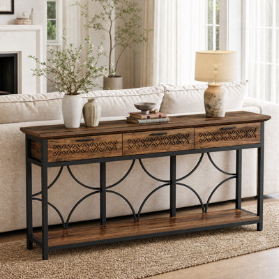 70.8" Console Table with 3 Drawers and Shelves