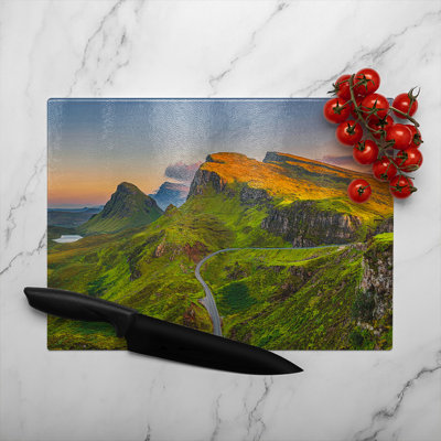 Panorama Scottish highlands Designer Glass Chopping Board
