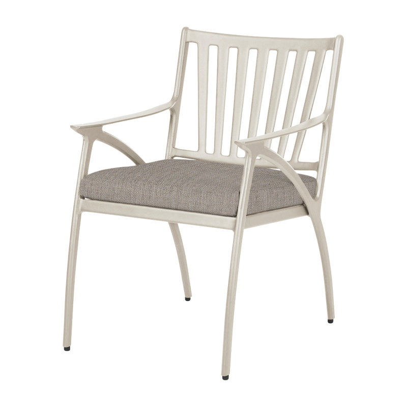 Amari Dining Chair Frame with Cushion, Cast Ash Sunbrella® Plainweave, Carbon