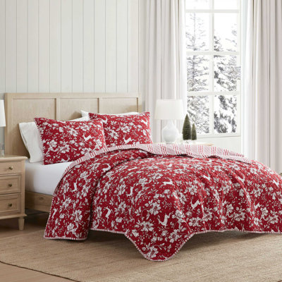 Ensemble de courtepointe réversible rouge Martha Stewart Dancing Deer
