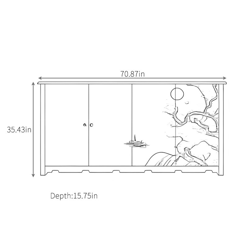 High-Quality Solid Wood Sideboard, Black