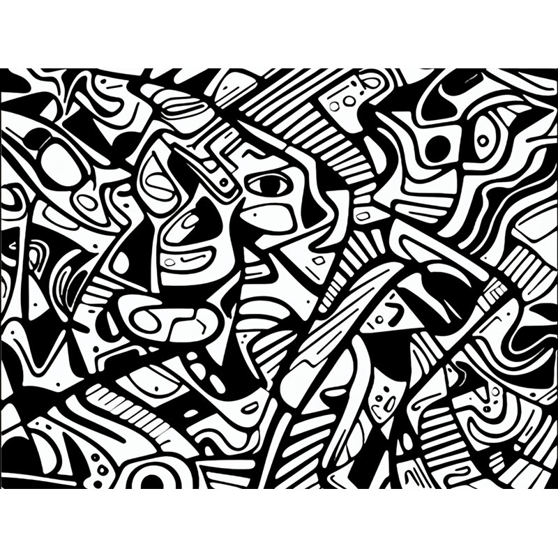 Literie Funky, Noir / blanc, abstrait, Édredon simple