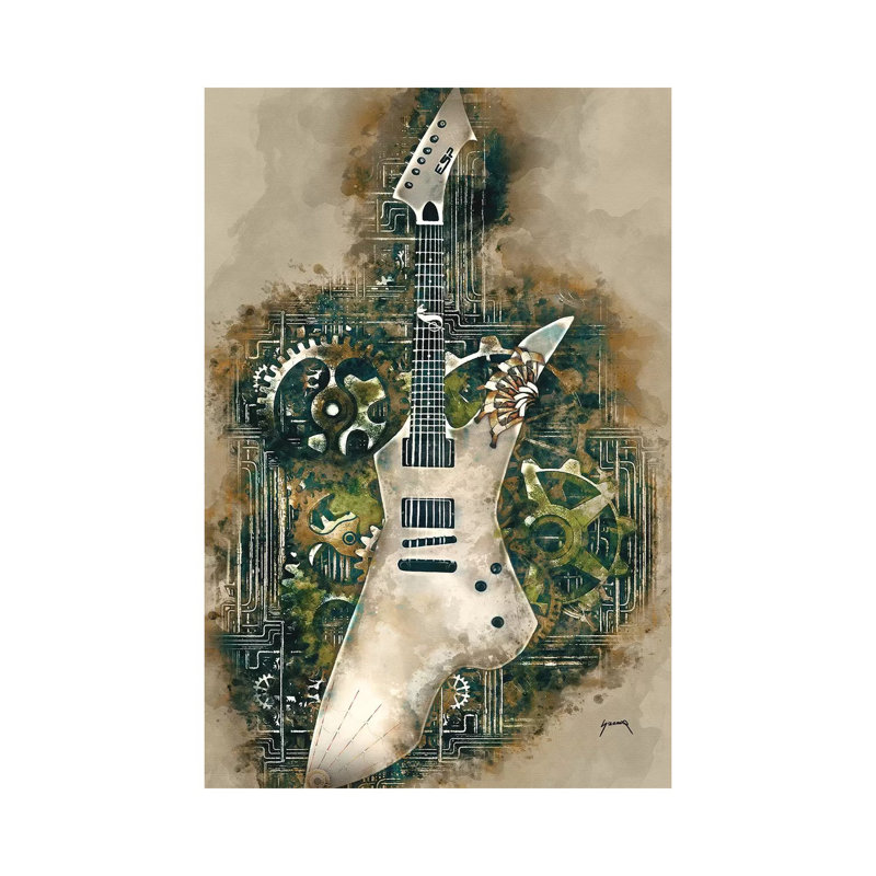 James Hetfield's Steampunk Snakebyte Guitar - Wrapped Canvas Painting, 20.32 cm H x 30.48 cm W