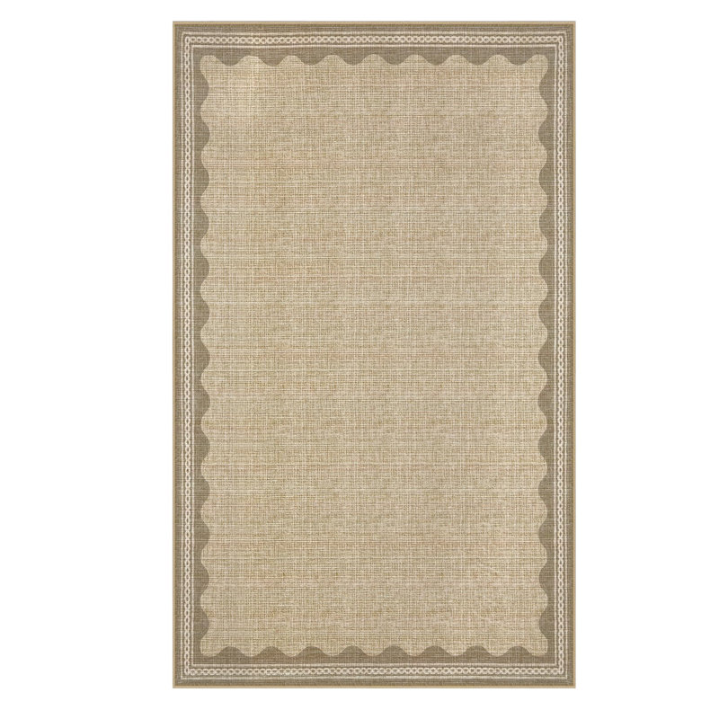 Tapis festonné et lavable pour tapis de chambre à coucher moderne, Transparent, Rectangulaire 3 pi x 5 pi