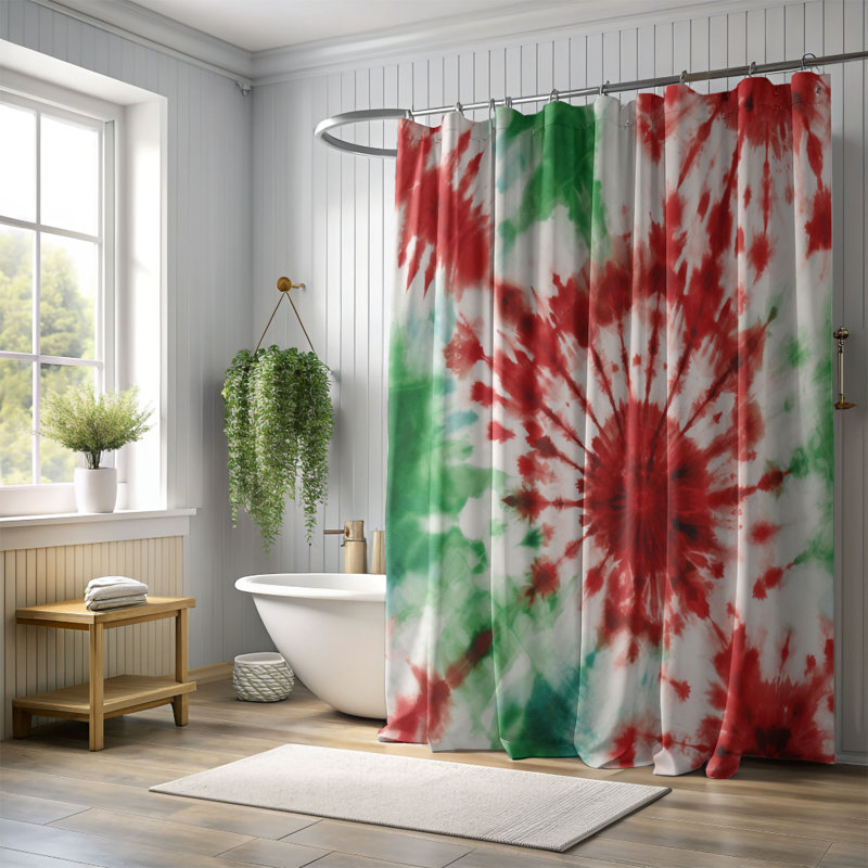 Rideau de douche festif 1 pièce, H 74 po x l 71 po