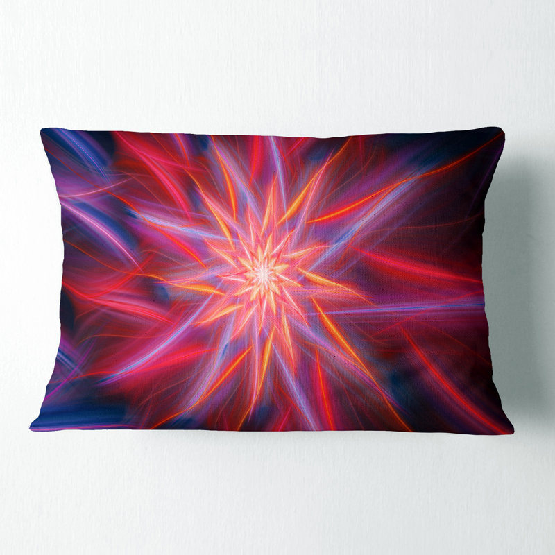 Coussin lombaire floral à fleurs exotiques, Rouge / Mauve