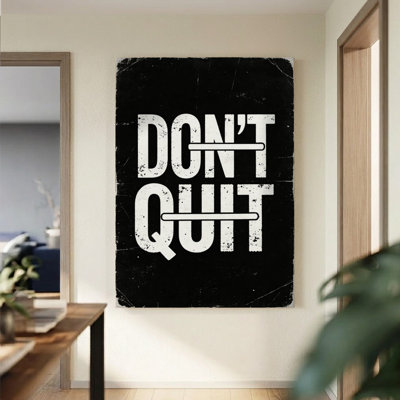 Tableau sur toile « Ne quittez pas » en caractères gras sans serif, 61 x 91 cm (24 x 36 pouces), impression galerie, typographie noire et blanche, décoration murale pour la maison, le bureau, la salle de sport et la chambre.