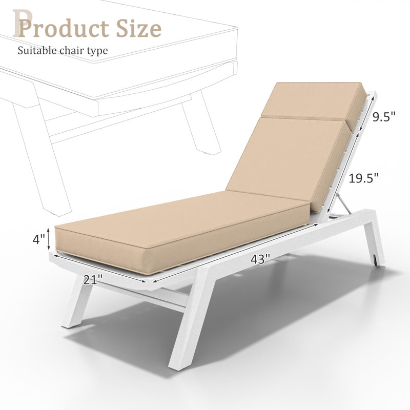 Wynee Outdoor 4'' Chaise Lounge Cushion, Sand, 20.8" W x 71.75" D