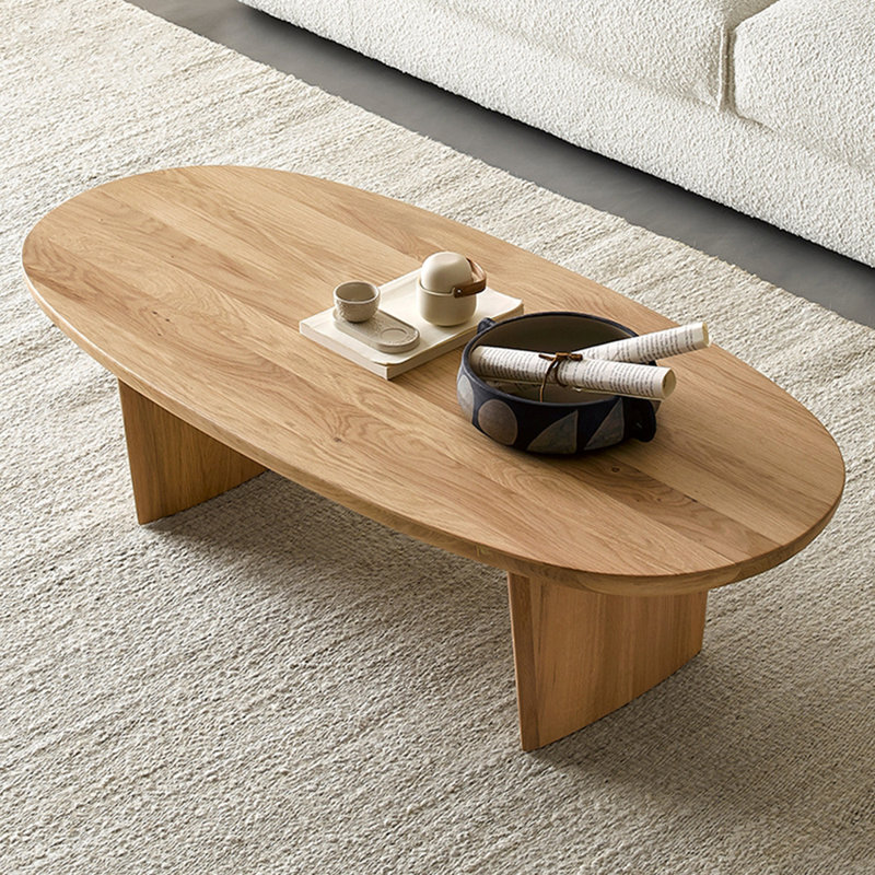 Cream wind log solid wood end table, 13.77" H x 47.24" L x 23.62" W