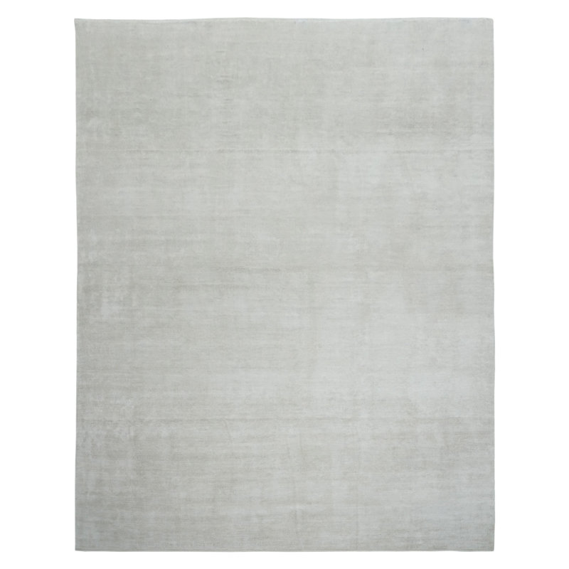 Solid Saree Silk Rug, Light Beige, Rectangle 15' x 24'