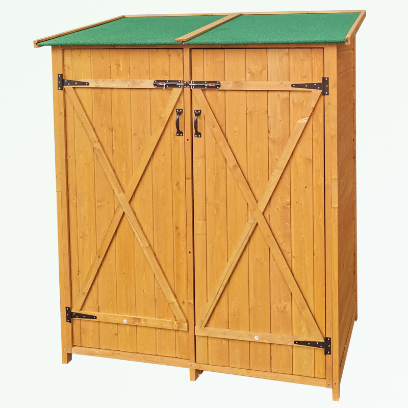 Remise en bois avec deux portes et tablettes