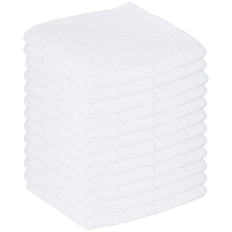 Jacquard Dish Cloth Kitchen Towel, White