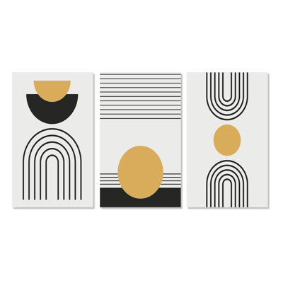 Creative Creative Designs in Retro Colors XV - Ensemble d'art moderne Mid-Century de 3 pièces