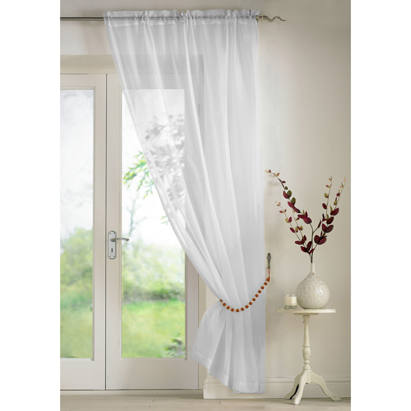 Billerica Sheer Curtain Single Panel, 145 W x 137 D cm, White