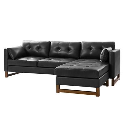 Canapé modulaire réversible Mid-Century en cuir véritable L 101 po Amando