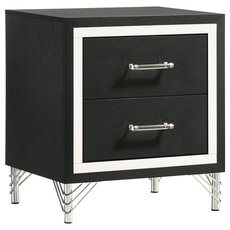 Malcolm Black 2-Drawer Nightstand Bedside Table