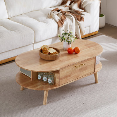 Solid Wood Coffee Table With 2 Drawers