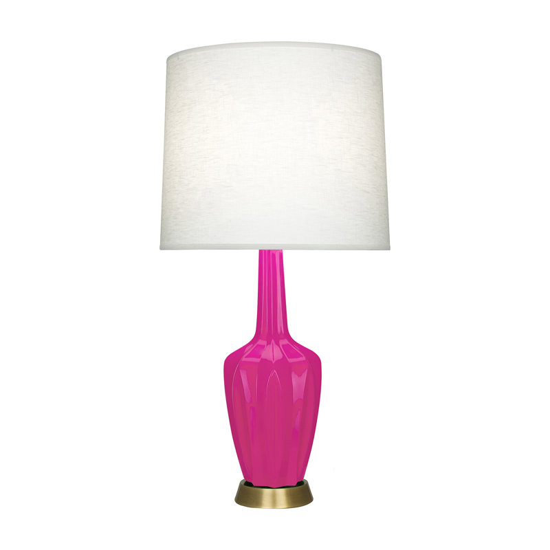 Small Emma Accent Lamp, Razzle Rose Glazed, 30" H x 6.25" W x 15" D, Ceramic/Metal