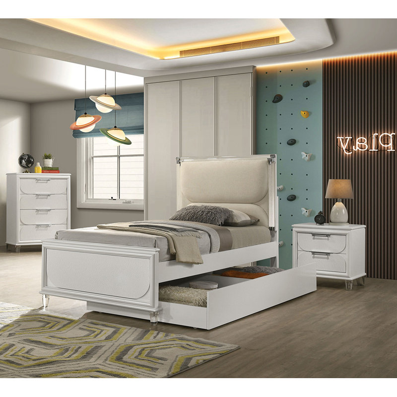 Table de chevet, blanc perle