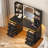 Vanity Desk With Mirror And Lights, 8 Drawers And Shelves, Makeup Vanity With Charging Station, Black-2035416025
