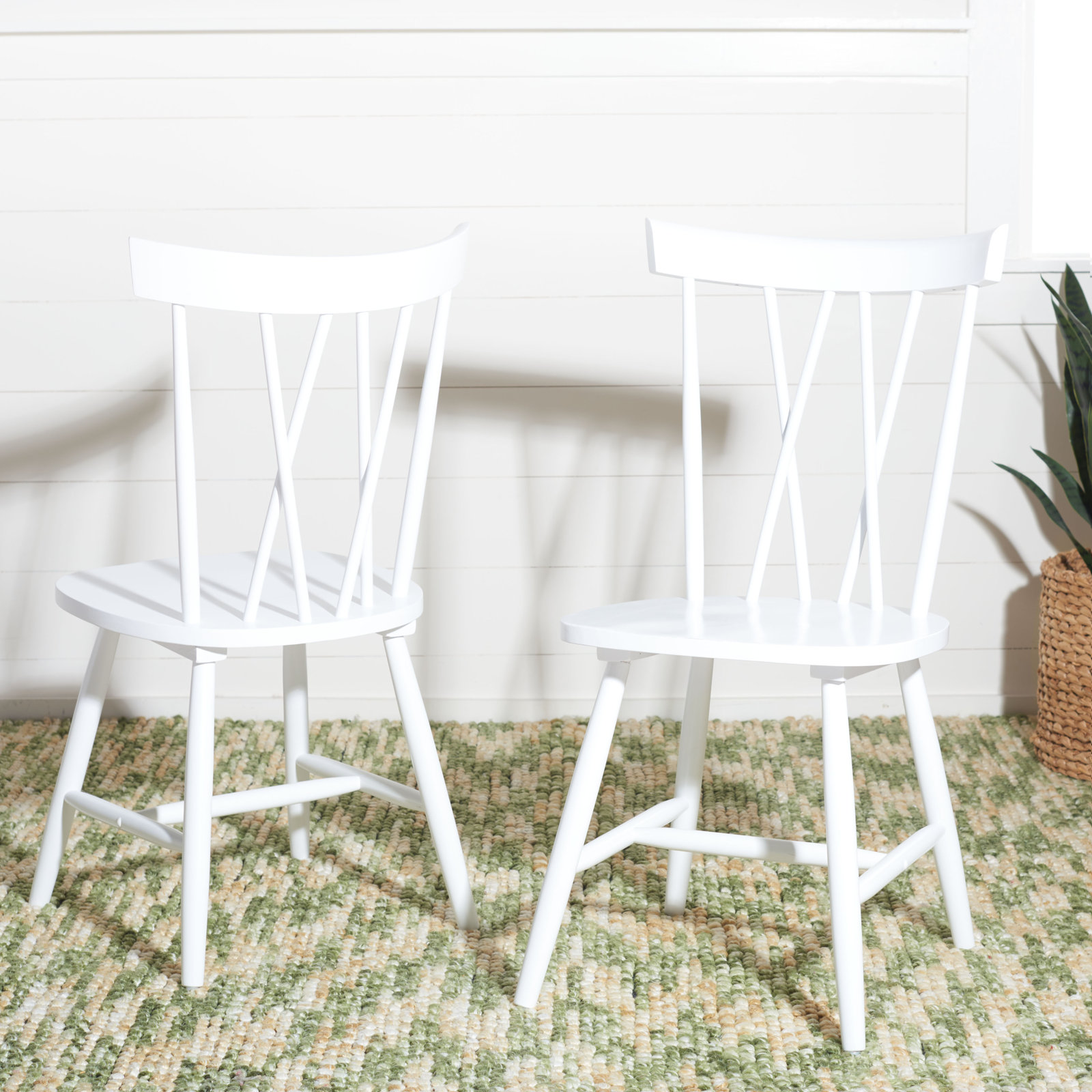 Porschia Cross Back Side Chair, White