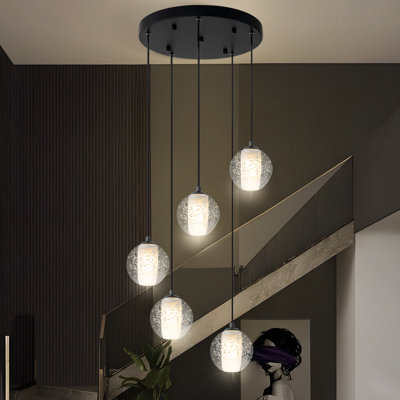 Hurleigh 5 - Light Dimmable Cluster Pendant Light with Crystal Globe Balls