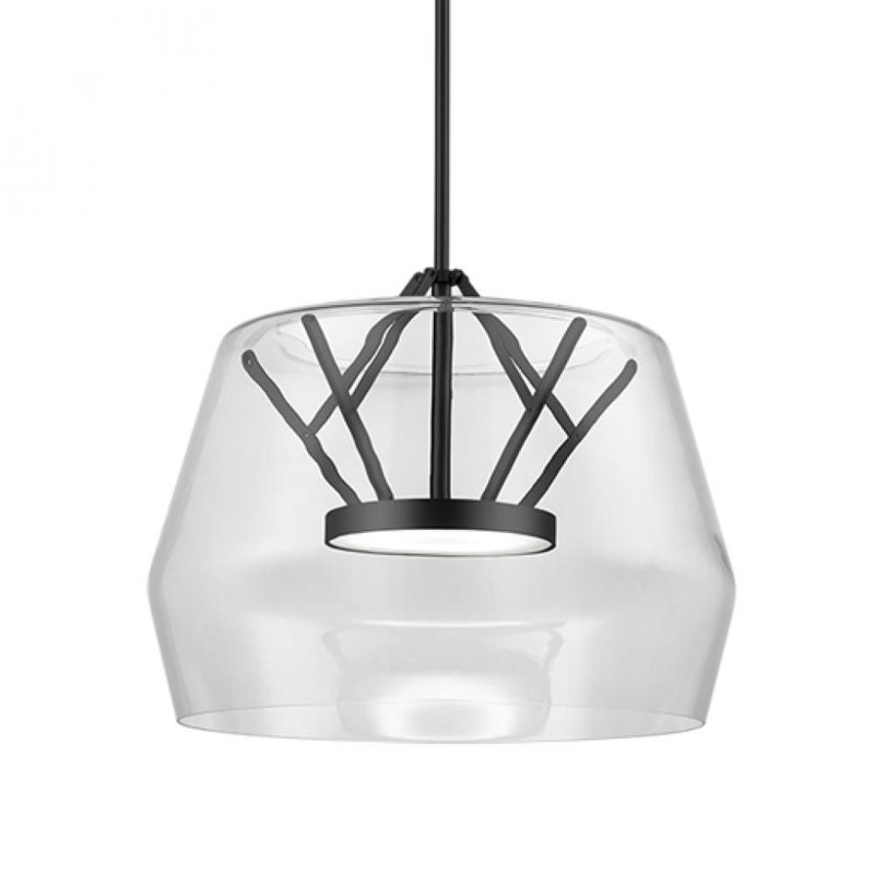 1 - Light LED Pendant, Brass, Clear, 11.75" H x 17.75" W x 17.75" D