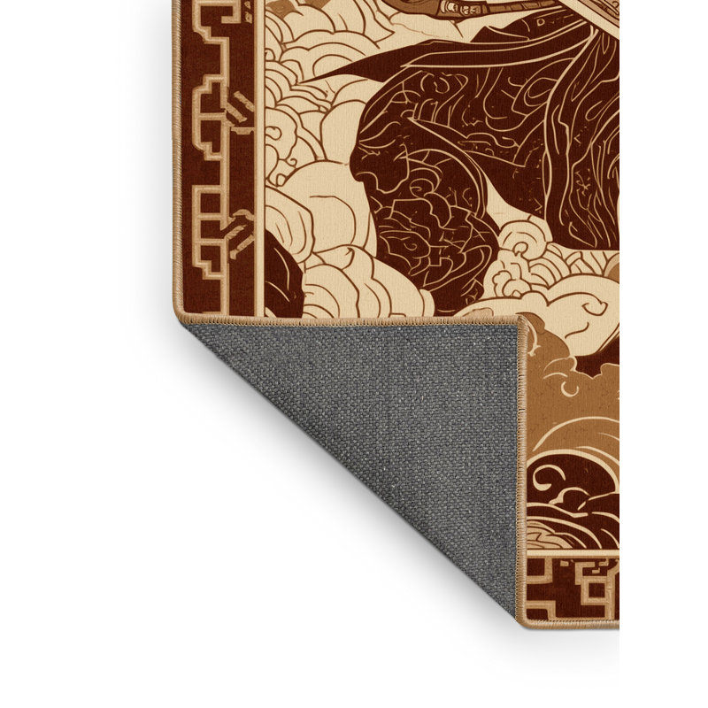 Soft Plush Durfee Demon Slayer Archetype Classic Oriental Area Rug in Red – LightBrown Binding, 8x10