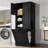 Tall Storage Cabinet With Adjustable Shelves, Large Flip-Out Basket & Enclosed Cabinets –  For Bathroom, Living Room, Or Office, MDF Material With Aluminum Alloy Handles-448630110