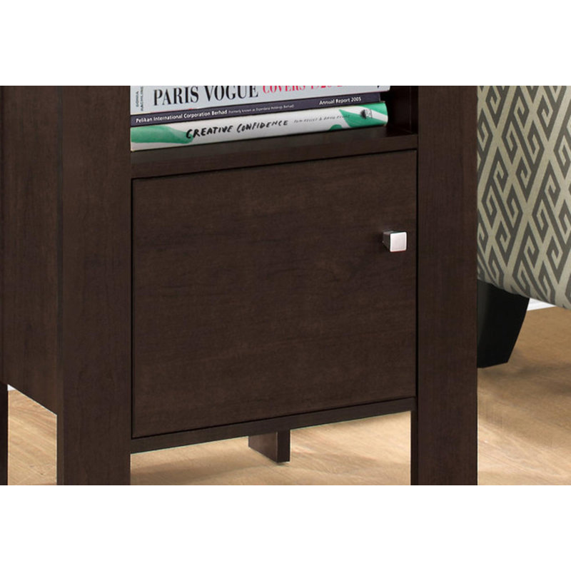Table d'appoint, côté, bout, table de chevet, lampe, rangement, salon, chambre à coucher, stratifié, transitionnel, Espresso