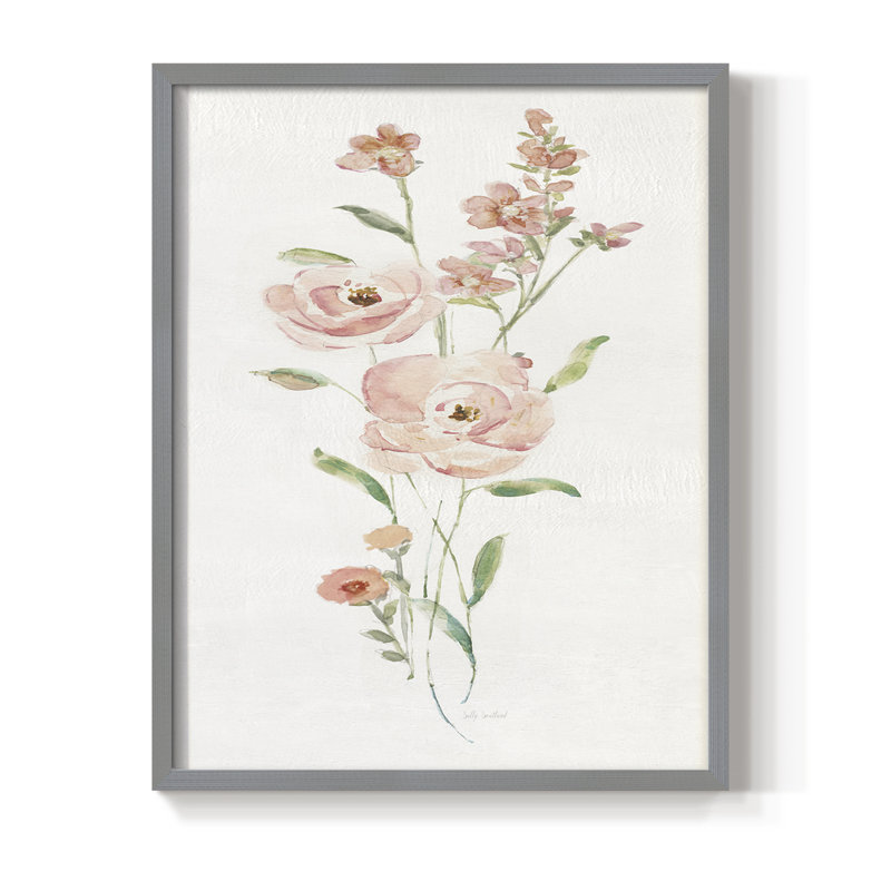 Floral Belle I Framed Print - Solid Wood, Gray, 21" H x 17" W