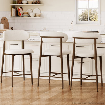 Counter Height Bar Stools, Upholstered Counter Stools Modern Barstools with Metal Legs for Kitchen Island Dining Room