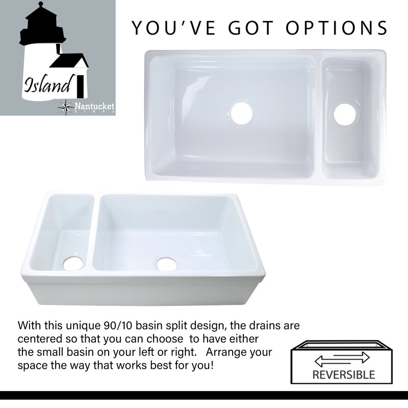 Island 35.5'' L Double Basin Kitchen Sink