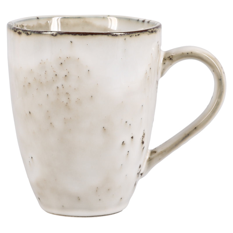 Rustico Cream Ceramic 18oz Round Mugs Set of 4
