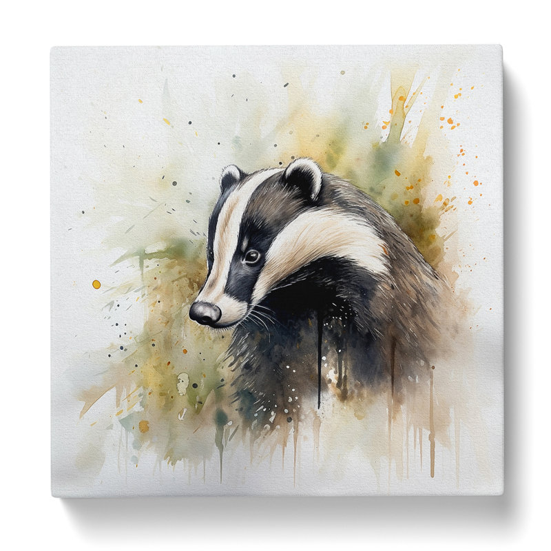 Badger Watercolour No.2 - Print, 35cm H x 35cm W x 3cm D