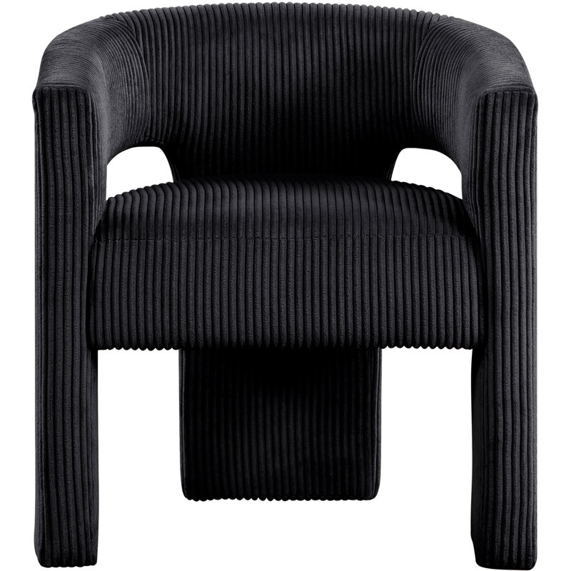 Chaise de salle à manger en velours côtelé Rupe, Tissu velours côtelé noir