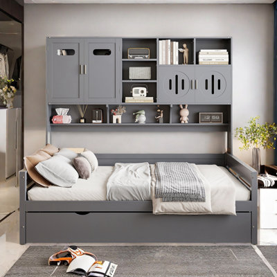 Aleyssa Daybed With Storage Shelves, Charging Station, Led And Trundle