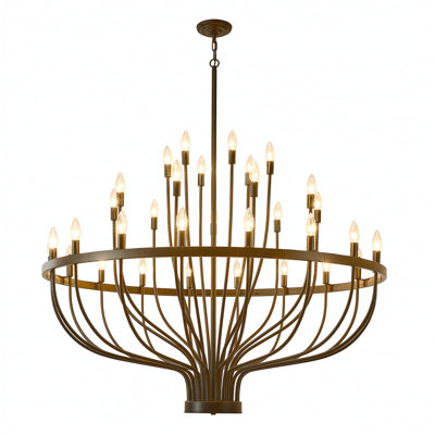 Industrial Black Chandelier Rustic Vintage 33-Lights Candle Style Chandeliers Light Fixture Large Retro Black Chandelier for Dining Room, Kitchen Island, Living Room, E12