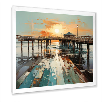 " Coastal Pier Perspective Pointillism II "