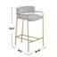 Tabouret en velours à dossier bas, gris et or