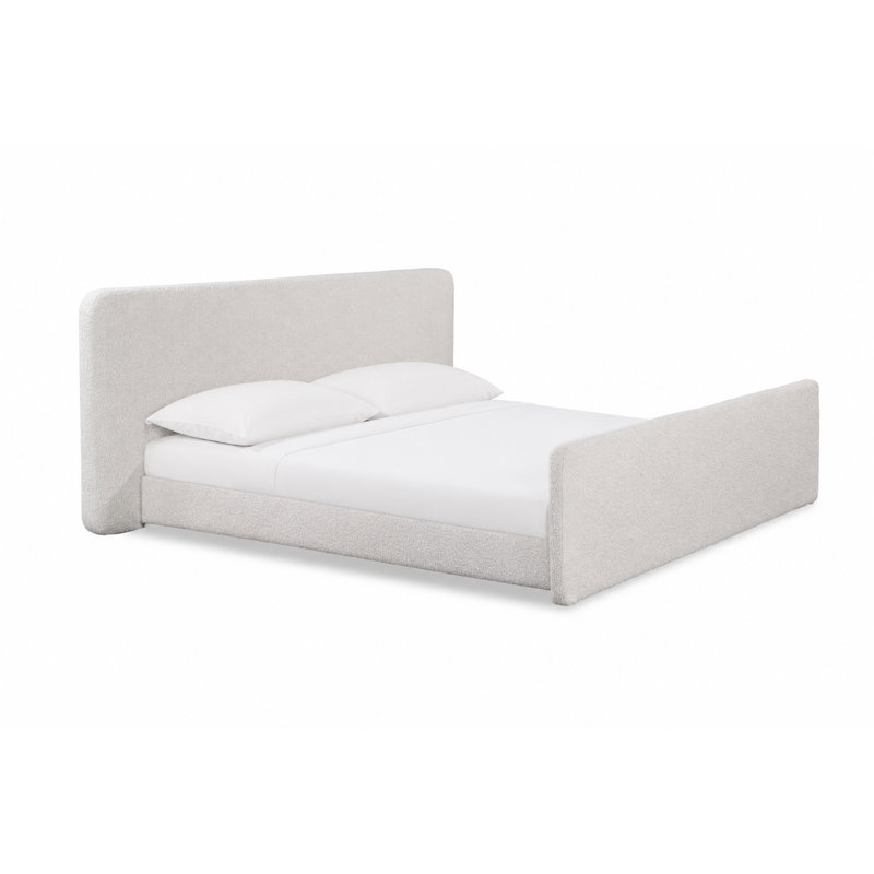 Lyssa Dalina Upholstered King Bed Ivory Boucle Black, Ivory Boucle, King