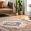 Tapis traditionnel rouille / bleu / brun tissé à plat à motif médaillon Shaus-1200724101