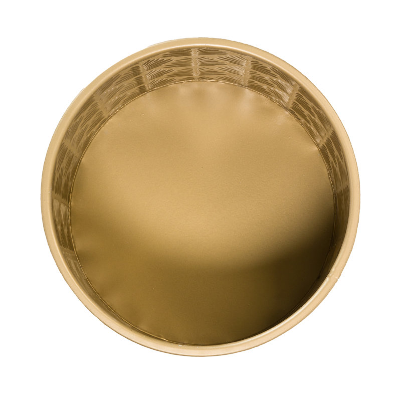Pot de fleurs d'intérieur en métal Christena avec base en métal à 4 pieds, H 18 po x l 13,75 po x P 13,75 po